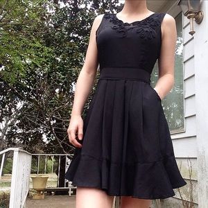 Chelsea & Violet Black Flare Black Dress